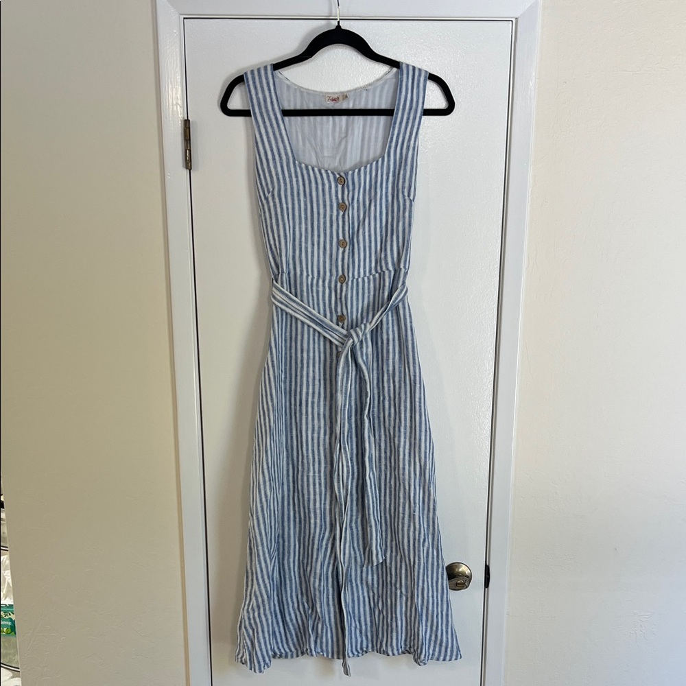 Faherty Striped Blue and White Sleeveless Dress